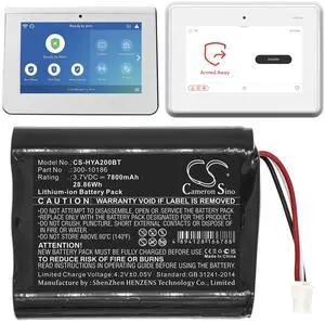 Cameron Sino Battery for ADT Command Smart Security Panel  ADT7AIO  ADT5AIO,  Honeywell AI05-2, AIO7-1, AIO7-2, Pro 7 PN:Honeywell 300-10186 7800mAh / 28.86Wh