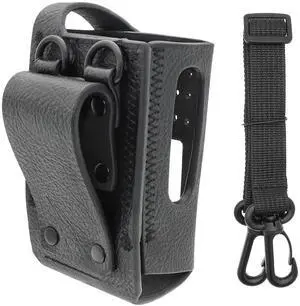 Two-Way Radio Case Leather Case with 3" Fixed Loop D-Ring for Motorola PMNN4440, PMNN4440AR, PMNN4502A, PMNN4511A