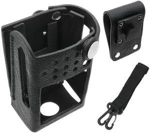 Two-Way Radio Case Leather Case with 3" Fixed Loop D-Ring for Entel CLCDX2, CLCDX5