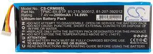 Cameron Sino Battery for Crestron 6502269, TPMC-8X, TPMC-8X WiFi PN:Crestron 81-207-392012, 81-215-360012, TPMC-8X-BTP 2000mAh