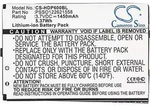 Cameron Sino Battery for Handheld 6000, 6000LU1, Dolphin 6000 PN:Handheld PSSO122621558 1450mAh / 5.37Wh