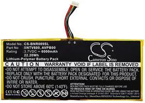 Cameron Sino Battery for Barnes & Noble BNTV600, Nook HD+ Plus, NOOK HD+9, Ovation 6000mAh