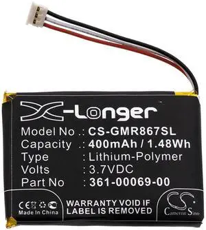 Cameron Sino Battery for Garmin 010-11867-10, 010-11925-00, Delta Sport, Delta Training Collar, GAB102, GAD109, Varia RDU 400mAh