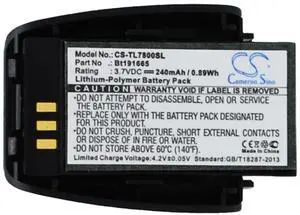 240mAh / 0.89Wh Replacement Battery for SB3014, TL7800, TL-7800, TL7810, TL-7810, TL7812, TL-7812, TL7910, TL-7910, TL7912, TL-7912 PN: BT291665