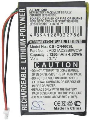 Cameron Sino Battery for Garmin Nuvi 465, Nuvi 465LTM, Nuvi 465T PN:Garmin AD21AD23B0WOW 1250mAh