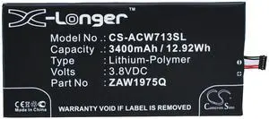 Cameron Sino battery for  A1-713, A1-713HD, Iconia Tab 7 PN: Aprilia, ZAW1975Q, ZAW1975Q 1/ICP3/61/127, ZWA1975Q  3400mAh / 12.92Wh