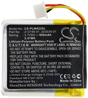 Cameron Sino Battery for Plantronics B8200, Savi 8220, Savi W8220 PN:Plantronics 203035-01, 203055-01, 208769-01, 208769-02, 213199-01 650mAh / 2.41Wh