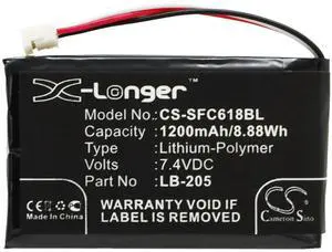 Cameron Sino Battery for Safescan 6185 PN:Safescan 131-0477, LB-205 1200mAh / 8.88Wh Cameron Sino Battery for Safescan 6185 PN:Safescan 131-0477, LB-205 1200mAh / 8.88Wh