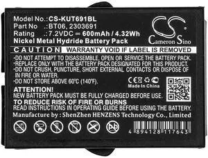 Cameron Sino Battery for IKUSI 2303691, TM60, TM61, TM61Transmitters, TM62, TM62 Transmitters PN:IKUSI 2303691, BT06 600mAh / 4.32Wh