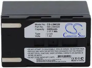 Cameron Sino Battery for Samsung SC-D263, VP-DC165WB, VP-DC165Wi, VP-DC171, VP-DC171W, VP-DC173, VP-DC175WB, VP-DC563i, VP-DC565WBi, VP-DC565Wi, VP-DC575WB, VP-DC575WB/XEU PN: SB-LSM320 2400mAh