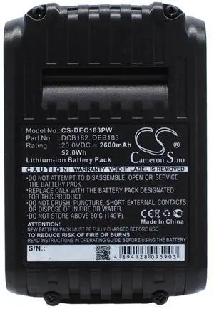 Cameron Sino Battery for  Dewalt DCD740, DCD740B, DCD780, DCD780B, DCD780C2, DCD780L2, DCD780N, DCD785C2, DCD785L2, DCD980L2 and others  2600mAh / 52.00Wh