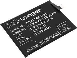 CS Replacement Battery for Alcatel OT-5007S PN:TLP034G1 3200mAh / 12.32Wh CS Replacement Battery for Alcatel OT-5007S PN:TLP034G1 3200mAh / 12.32Wh