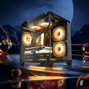 RANSHUO Gaming Desktop Computer PC,AMD Ryzen 5 5600GT,16GB RAM and 1TB M.2 NVMe PCle4.0,ARGB FAN,WiFi+BT5.0,Game Design Office console,Sea View Room,Prebuilt Gaming PC Tower
