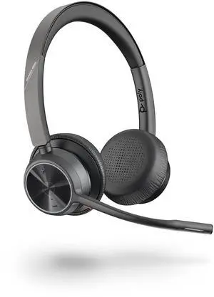 Poly - Voyager 4320 UC Wireless Headset (Plantronics) - Headphones with Boom Mic - Connect to PC/Mac via USB-C Bluetooth Adapter, Cell Phone via Bluetooth - Works with Teams, Zoom & More,Black