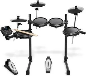 Alesis Turbo Mesh Kit Electric Drum Set With 100+ Sounds, Quiet Mesh Drum Pads, Drum Sticks, Connection Cables, Drum Lessons