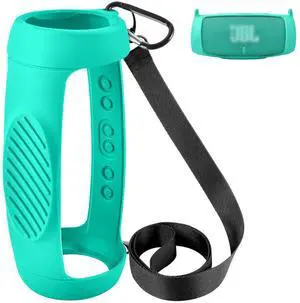 Silicone Case Cover for JBL Charge 5 Waterproof Portable Bluetooth Speaker, Travel Carrying Protective Gel Soft Skin (Teal)