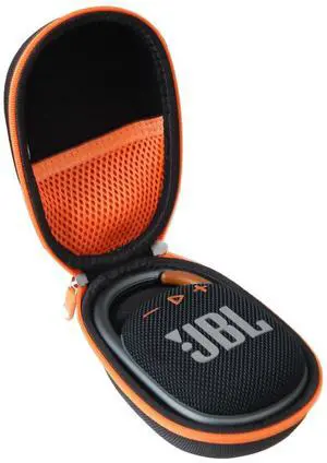 Hermitshell Hard Travel Case for JBL Clip 4 / JBL Clip 5 Portable Mini Bluetooth Speaker (Black+Orange)