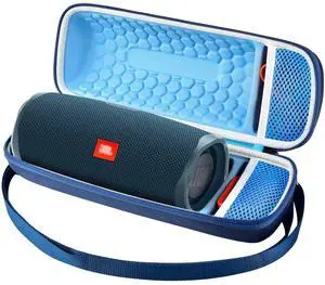 Hard Travel Case for JBL Charge 4/ Charge 5 Waterproof Bluetooth Speaker. Carrying Storage Bag Fits Charger and USB Cable - Blue+Inside Blue (Case Only)