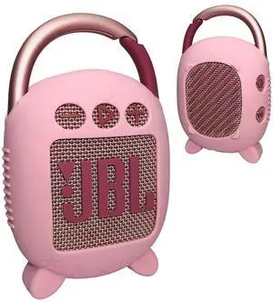 Silicone Cover Case for JBL Clip 4 Portable Bluetooth Speaker, Protective Carrying Case for JBL Clip 4 Portable Bluetooth Speaker Stand Up Holder (Pink)