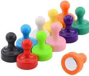 MIN CI Large Push Pin Strong Magnets for Whiteboard, 10 Colorful Decorative Neodymium Fridge Magnet, Small Cute Refrigerator Magnets, for Office Classroom Home Map Kitchen School Dry Erase Board