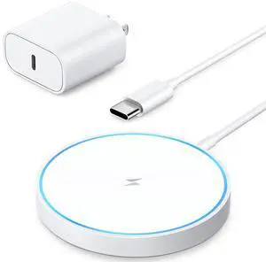 Magnetic Wireless Charger Mag Safe Charging Pad Compatible with iPhone 17/17 Pro Max/iPhone Air/16/15/15 Plus/14/13/12 Series, 2025 Upgraded Fast Mag-Safe LED Charger with 20W Type-C Adapter (White) Magnetic Wireless Charger Mag Safe Charging Pad Compatible with iPhone 17/17 Pro Max/iPhone Air/16/15/15 Plus/14/13/12 Series, 2025 Upgraded Fast Mag-Safe LED Charger with 20W Type-C Adapter (White)