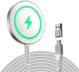 ESR for MagSafe Charger 15W Wireless Charger for iPhone 17/16/15/14/13/12 Apple Magnetic Charging Pad for AirPods 4/3/Pro/Pro 2 Galaxy S25 Series with Dual USB A/C Ports, Silver