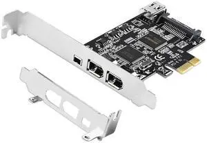 LinksTek 4-Ports PCIE 1394A Firewire 400 Card for Windows OS and MAC OS PCs, TI TSB43AB23, 3X 6Pin and 1X 4Pin 1394A Interface, with 4Pin to 6Pin 1394A Cables and Low Profile Bracket (PCIE-TSB43AB23)