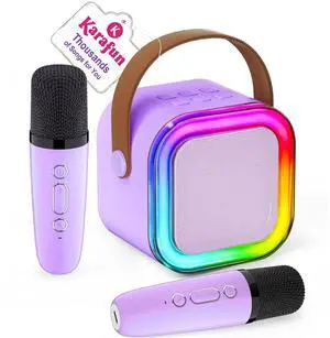 IROO Mini Karaoke Machine for Kids, 2025 TOP Toys Christmas Birthday Gifts Ideas for Girls Ages 4, 5, 6, 7, 8, 9, 10, 12+ Years Old, Portable MP3 Player with 2 Wireless Mics for Party