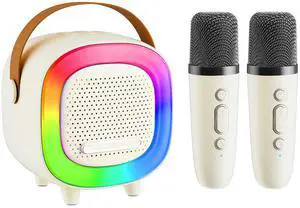 Mini Karaoke Machine Speaker for Kids Adults, Portable Bluetooth with 2 Wireless Microphones, Children's Day Birthday Gift Ideas for Toys for Teens Boys and Girls Aged 4, 5, 6, 7, 8, 9, 10, 11, 12+