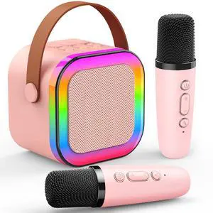Eimterlan Karaoke Machine for Kids, Kids Karaoke Machine for Girls with 2 Wireless Microphones Mini Portable Bluetooth Speaker Kids Karaoke Machine Gifts for Girls and Boys Family Party (Pink)