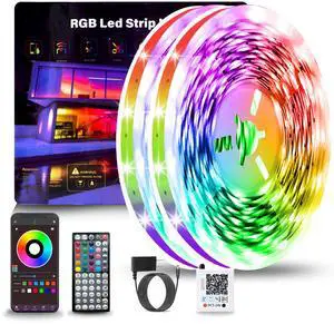 NBBUFF Led Lights for Bedroom 130FT(2 Rolls of 65.6ft), Music Sync Led Strip Lights with 60 Keys Remote and App Control, Color Changing RGB Led Lights for Room Kitchen Party Home Christmas Decoration