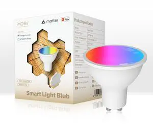 MOES Matter Smart GU10 LED Light Bulbs, Color Changing WiFi Smart Bulbs, 2700K-6500K CW& RGB Dimmable, Smart Life Remote Control, Work with Apple Homekit/Alexa/Google Home, 400lm 5W 1 Pack