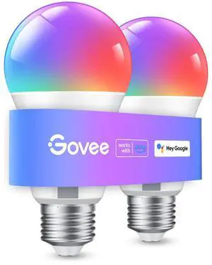Govee Smart Light Bulbs, WiFi & Bluetooth Color Changing Light Bulbs, Music Sync, 16 Million DIY Colors RGBWW Color Lights Bulb, Work with Alexa, Google Assistant Home App, 800 Lumen, 2 Pack