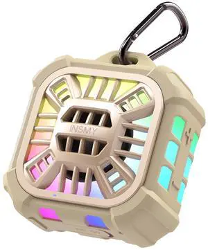 INSMY Shower Bluetooth Speaker, IP67 Waterproof Portable Small Multi Sync 100+ Speakers, Big Volume Booming Bass, 24H Playtime/Floatable/RGB Lights for Outdoor/Kayak/Beach/Golf (Khaki)