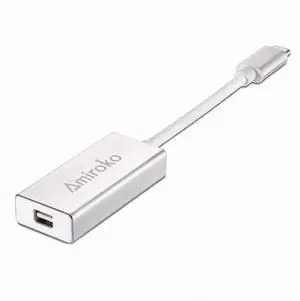 Amiroko USB-C to Mini DisplayPort Adapter, USB 3.1 Type C (Thunderbolt 3) to Mini DP Adapter 4K Compatible with Lenovo T470, MacBook Pro to LED Cinema Display/Dell Monitor, etc - Silver