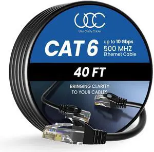 Ultra Clarity Cables CAT6 Ethernet Cable, 40 ft - LAN, UTP (12.1 Meters) CAT 6, RJ45, Network, Patch, Internet Cable - 40 Feet Ultra Clarity Cables CAT6 Ethernet Cable, 40 ft - LAN, UTP (12.1 Meters) CAT 6, RJ45, Network, Patch, Internet Cable - 40 Feet
