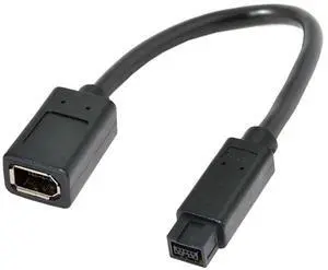 NFHK IEEE 1394 6Pin Female to 1394b 9Pin Male Firewire 400 to 800 Cable 20cm