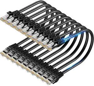 TuokaJu Cat6 Ethernet Cable 10Gbps 3 ft (10 Pack), Flexible Bare Copper Cat6 Patch Cables, UTP Ethernet Cable Cat 6, Snagless Cat 6 Network Cable for Server, Data Center, Black