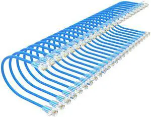 Xcftaud Cat 6 Patch Cables 1 feet (24Pack), Slim Cat6a Ethernet Patch Cable 10Gbps 550Mhz, UTP Pure Copper Patch Cables Cat6, Flexible Thin Cat6a Patch Cable for Network Devices Setup, Blue