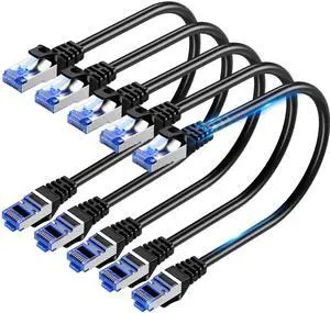Cat6A Ethernet Cable Shielded 10Gbps 3 ft (5 Pack), Slim Shielded (F/UTP) Ethernet Cable Cat 6, Flexible 28AWG Bare Copper Cat6 Cable, Space-saving Cat 6a Network Cable for Server, Data Center, Black