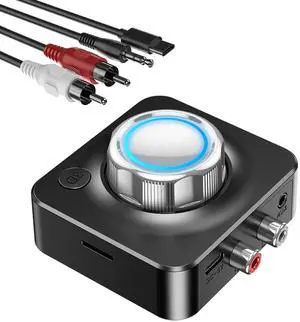 KAIY Bluetooth Receiver for Home Stereo, RCA Bluetooth Adapter for Old Receiver with 3D Surround, Low Latency 3.5mm Audio Adapter for Old Speakers/Vintage Stereo, Support TF Card Play Music