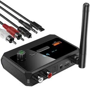 KAIY Bluetooth 5.3 Receiver for Home Stereo, Optical Low Latency & HD Music Audio Bluetooth to RCA Adapter for Stereo/Speakers/Wired Speakers/Home Audio Music Streaming Stereo System, Support AUX/USB