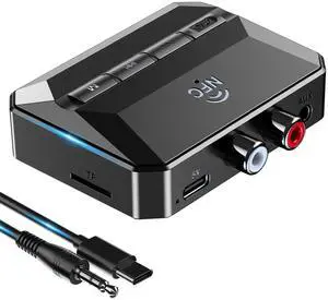 KAIY Bluetooth Receiver for Home Stereo, Bluetooth to RCA Adapter with NFC-Enabled, 3.5mm Audio Adapter Support USB Flash Drive/TF Card, Wireless Audio Receivers for HiFi Music Stereo System