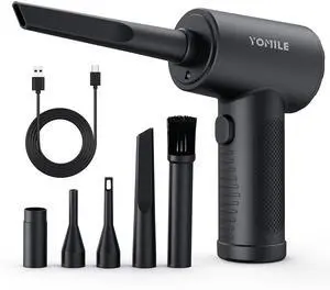 Compressed air Duster - 120000RPM 3 Speeds Electric Air Duster, 7600mAh Battery Cordless Dust Blower for Keyboard Cleaner,Rechargeable Air Blower AIC Can for Office Computers (Black, 120000RPM)