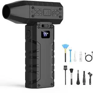 Electric Compressed Air Duster, 110,000RPM Cordless Portable Air Blower Mini Powerful Jet Dry Blower 100 Adjustable Speed Levels Rechargeable for Keyboard, PC, Car Cleaning