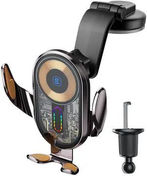 Wireless Car Charger, ESSAGER 15W Fast Charging Car Phone Holder Mount Auto Clamping Cell Phone Stand for iPhone 15 14 13 12 11 Pro Max, Samsung Galaxy S23 S22 S21