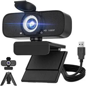 1080P HD Webcam for PC with Auto Focus & Noise Cancelling Mic - Plug and Play Computer Camera for Video Conferencing, Online Classes, Live Streaming - Ideal for Remote Workers, Students, Gamers
