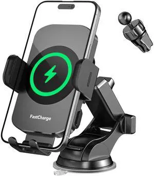 Wireless Car Charger, Fast Charging 15W Auto Clamping Car Charger Phone Holder Phone Mount for iPhone16 15 14 13 12 11 Pro Max Xs, Samsung Galaxy S24 Ultra S23 S22 S21 S20 S10+ Note 9, etc