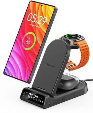 SwanScout Wireless Charger for Samsung Z Flip 7/Watch 8/8 Classic, 3 in 1 Charging Station for Samsung Galaxy S25 Ultra/S25+/S25/S24 Ultra/S23/S22, Galaxy Watch Ultra/7 6/5/4/3, Galaxy Buds