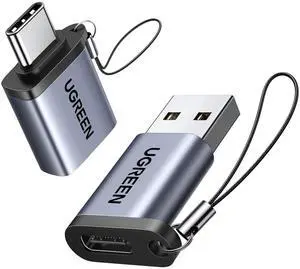 UGREEN USB to USB C Adapter 2 Pack,10Gbps USB C Female to USB Male Adapter Thunderbolt Compatible with iPhone 16 15, MacBook, iPad, Samsung Galaxy,Apple MagSafe Watch 9/8